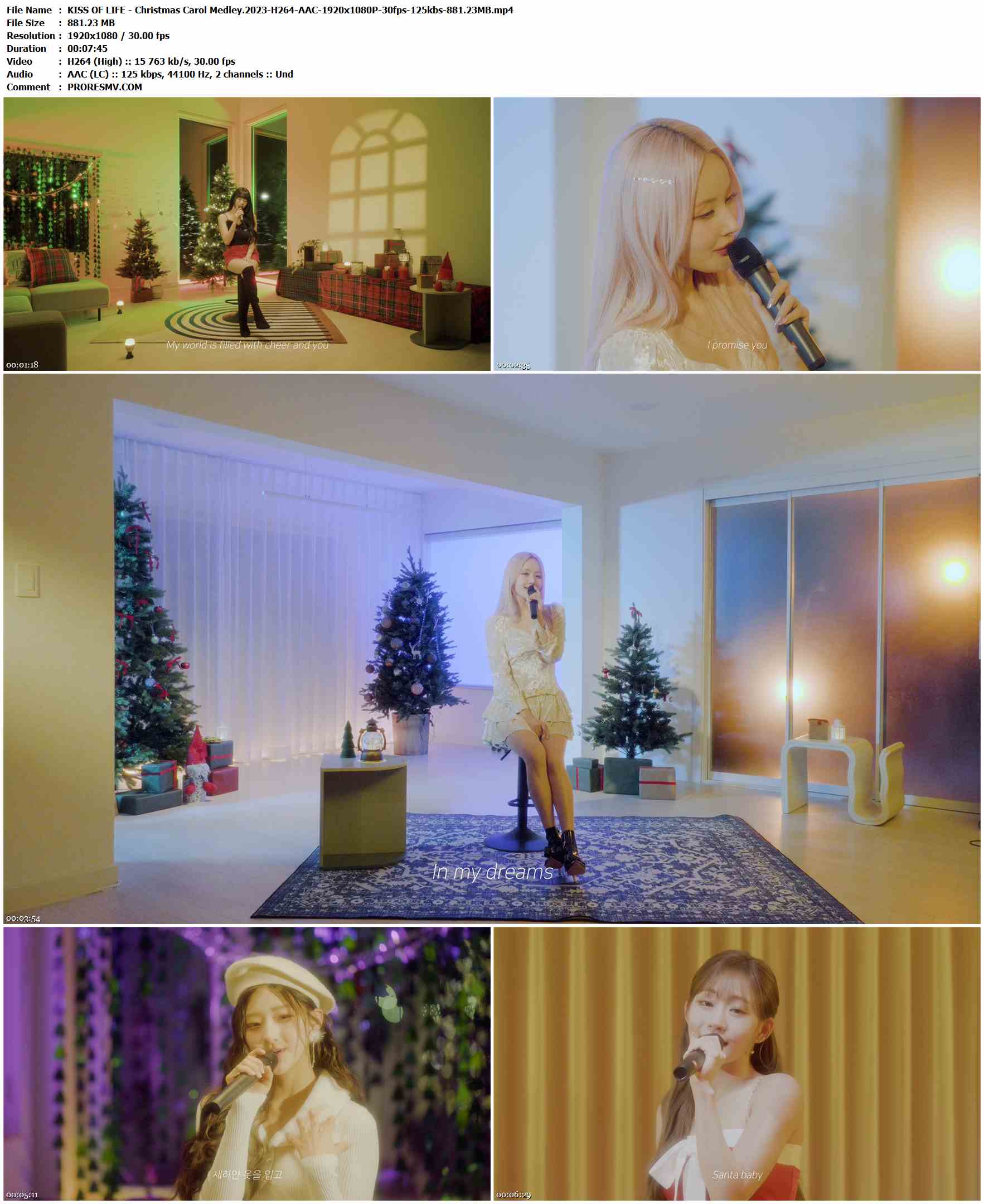 KISS OF LIFE - Christmas Carol Medley.2023-H264-AAC-1920x1080P-30fps-125kbs-881.23MB官方MV_高清MV